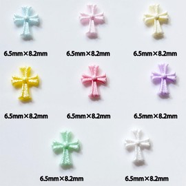 Cross Nail Parts, Set of 100, 3D Design, Cross, Nail Parts, Cute, Handmade, Resin Material, Nail Art, Nail Design Supplies, Gel Nails, Handmade, DIY (Colorful)