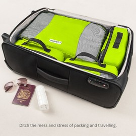 Savisto Packing Cubes 6 Piece Set, Durable & Lightweight Travel Essentials for Suitcases - Includes 1 XL, 2 L, 2 M, 1 S - Available in 8 Stylish Colours - Green