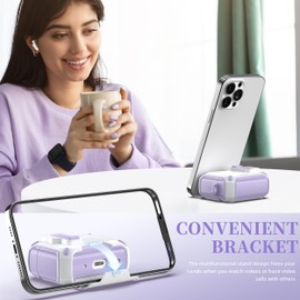 MHYALUDO for AirPods Pro 2nd/1st Generation Case Cover, Compatible with Magsafe, Magnetic Automatic Lock, Charging Port Dust-Proof & Stand Design with Cleaning Kit, Grape Purple/Snow White