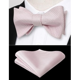 HISDERN Men's Self Tie Bow Tie with Pocket Square Set Suit Bow Tie for Men Polka Dot Animal Dot Pattern Bow Tie for Wedding Party, Pink Polka Dot-1, Unit size