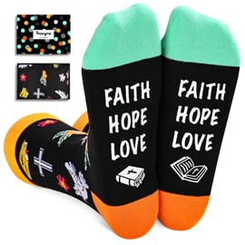 HAPPYPOP Christian Socks Religious Socks Bible Socks, Funny Faith Gifts Women Christian Easter Gifts Men Prayer Gifts