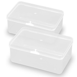 2 Packs Small Transparent Plastic Storage Case, Clear Rectangle Bead Organizer Case with Lids for Tiny Beads, Herbs, Pills or Small Items (6.69x4.06x2.76 in)