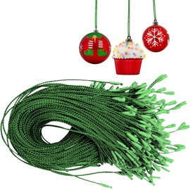 R’ND Toys Christmas Ornament Hooks – Tree Easy Ribbon Snap Fastening Metallic Decorating String Hangers for Hanging Decorations - Pack of 200 (Green)