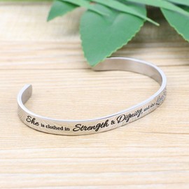 She is Clothed in Strength and Dignity and She Laughs Without Fears of the Future Christian Bracelets Religious Gifts for Women