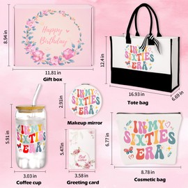 60th Birthday Gifts for Women Canvas Tote Bag, In My Sixties Era Birthday Box for Her,60 Years Old Gifts for Wife Mom