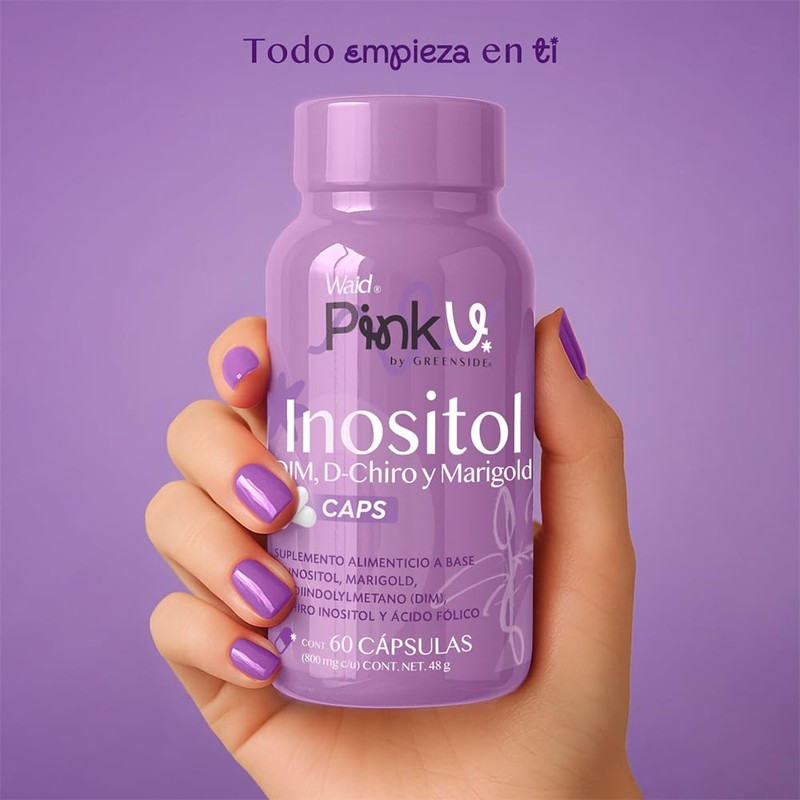 PinkV Suplemento de Inositol, DIM y D-Chiro con Marigold y