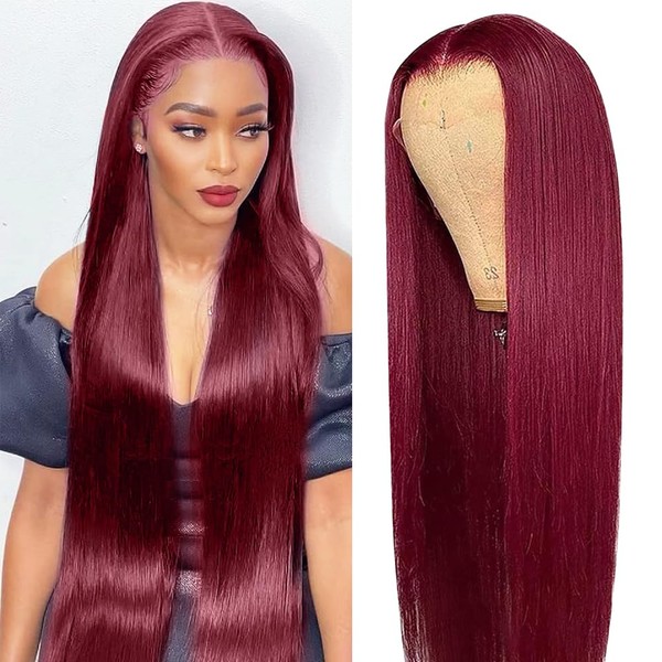 Dixtefo 99j Burgundy Lace Front Wigs Human Hair 13x6 HD