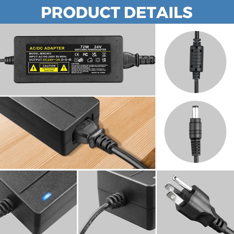 HPMN 24V 3A Power Supply Adapter AC to DC 24V
