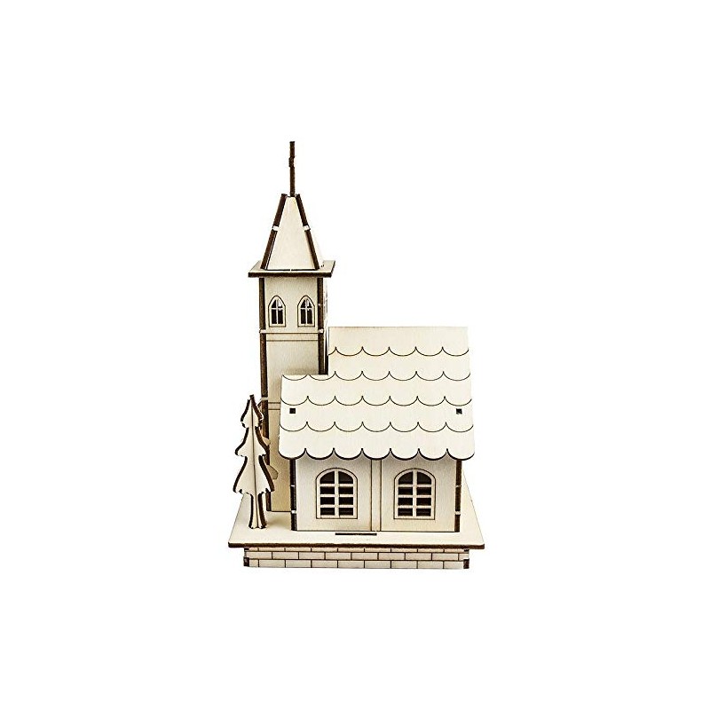 Wooden Church to Assemble 22.5cm x 11.5cm x 13.5cm