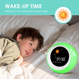 FiveHome Kids Alarm Clock, Sleep Trainer Clock with Sun & Moon, Sleep Sound Machine, Timer Night Light, OK to Wake Clock for Kids and Toddlers