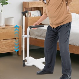 PIAOCAIYIN Couch Stand Assist, Carbon Steel Sofa Stand Assist Up to 330.69 Lbs, Chair Couch Lift Assist for Elderly/Knee Replacement/Handicapped, with Crutch Adjustable Height White