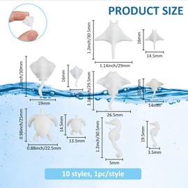 SUPERFINDINGS 10 Styles Mini Resin Fillers Fish Turtle Sea Horse Molds Miniature Ocean Animal Figurines Micro Landscape Decorations for Epoxy Moulds