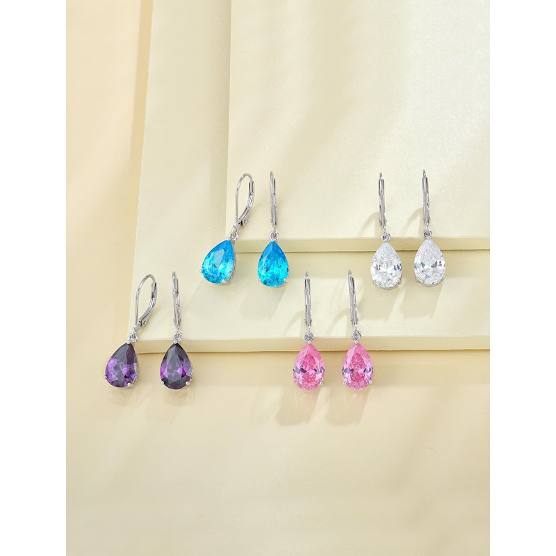 YL 925 Sterling Silver Teardrop Dangle Drop Earrings for Women