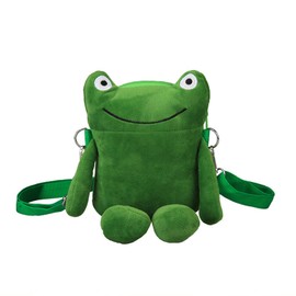 Calkkrer Cartoon Frog Plush Bag Shoulder Bag, Cute Mini Shoulder Bag, Cuddly Toy Design, Unique Gift for Women, Outdoor and Daily Life, Green, L