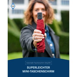 FARE FiligRain Only200 Automatic Pocket Umbrella - Super Light at Only 200 g, Automatic Open/Close, Windproof Plus, Compact (Closed Only 26 cm Long), red