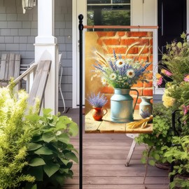 BlissYard Hello Spring Garden Flag Double Sided 12x18 Welcome Spring Floral Yard Flag Mason Jar Vase Flower Garden Yard Seasonal Outdoor House Farmhouse Holiday Decoration Small Outdoor Flag