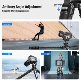 42.2" Carbon Fiber Travel Tripod with 4-Section Leg, Professional Shoot Tripod for Travel/Video/Live Streaming, Max Load 13.23lb with 1/4"-20 Threaded Accessory Socket