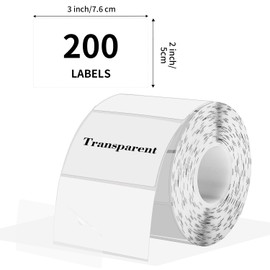 3x2 Inch Transparent Thermal Labels Stickers, Self-Adhesive Clear Waterproof Direct Thermal Label Stickers for Packaging, Shipping, Barcode, Address