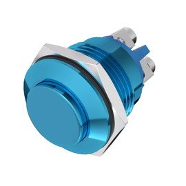 APIELE 16mm Momentary Push Button Switch High Round Cap Waterproof Aluminum Shell High Flush Screw Terminals 250V AC 5A 12V 36V DC 2A 1NO SPST (Blue)