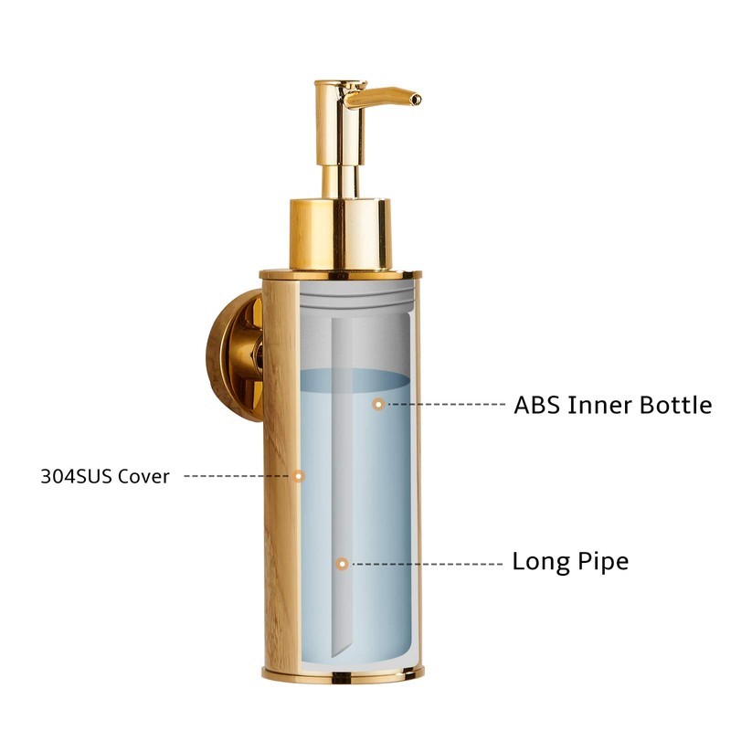 BGL Soap Dispenser Stainless Steel 304 Gold Wall Mount Liquid
