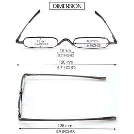 VEVESMUNDO Reading Glasses Men Women Compact Metal Eyeglasses Eyewear With Case (Gray, 2.75)