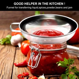 Walfos Gourmet Jam Funnel, Funnel Large Opening 4.4 cm and 3.8 cm (2-Piece Set) Stainless Steel Filling Aid for Jars