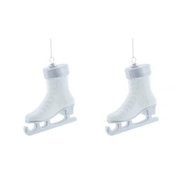 White Ice Skate Christmas Tree Ornament/Decoration 10cm Pack x2
