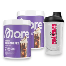 More Protein Iced Coffee Cafe Frappe Style 300 g (Pack of 2) | Protein Powder for Summer + Free Zama4Zingo Shaker 600 ml
