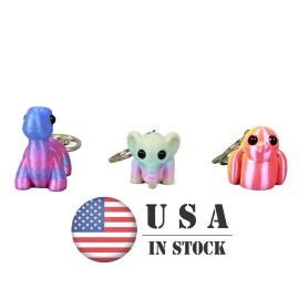 Vashine 3D Printed Friendly Materials Joint Moving Flexible Crystal Keychain PLA Figure Bag Flexible Crystal DecorationsColor: Random style three-piece set