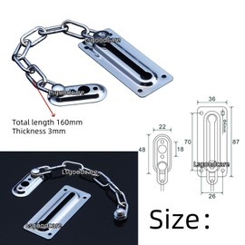 Lsgoodcare 5Sets Portable Stainless Steel Door Safety Guard Chain Security Bolt Locks Cabinet Latch DIY Home Tools Silver Hotel Anti-Theft Door Chain Inner Latch Buckle Hardware