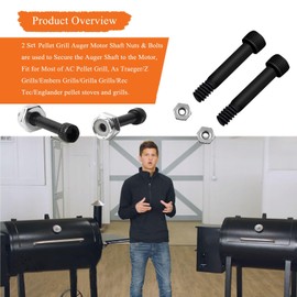 WFCYX 2 Set Replacement 74072 Auger Motor Shaft Nut & Bolt, Fit for Traeger, Pit Boss, Z-Grills, Rec Tec and Most Wood Pellet Grills & AC Pellet Grill Shaft Nut & Bolt of Auger Motor