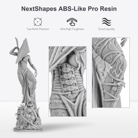 NextShapes ABS-Like Pro Engineer Resin, with Ultra High Toughness, Low Shrinkage 3D Printing Photopolymer Resin for LCD/DLP 3D Printers (Grey, 1kg)