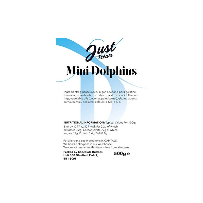 Just Treats Dolphins Mini Blue and White (500g Share Bag)