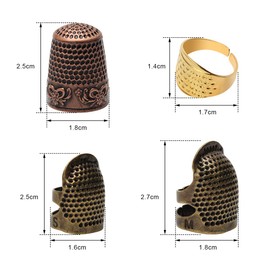 4 Piece Sewing Thimble Hand-Working Sewing Thimble Finger Protector Adjustable Metal Finger Shield Ring Needlework Fingertip DIY Sewing Tools Accessories
