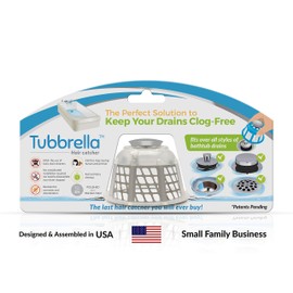 Tubbrella The Most Innovative Bathtub Drain Strainer/Hair Catcher (clear)