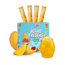 Klass Aguas Frescas | Drink Mix Variety Pack |Mango Flavored | Sugar Free On-The-Go Packets (40 Count Powder Stick Packs)