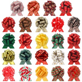24 Pcs Christmas Bow for Gift Wrapping Presents Wrap Ribbon Pull Bows Bouquet Basket Bottles Wedding Valentine Party Easter Bikes Treats (B)