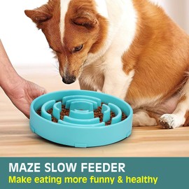 WHIPPY Large Slow Feeder Dog Bowls for Large Medium Dogs Anti-Chocking Slow Feeding Maze Dog Food Bowl Slow Eating Interactive Bloat Stop Puzzle Bowl,Sky Blue