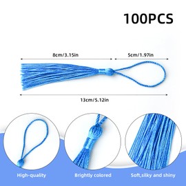 BigKego Pack of 100 Mini Tassels 13 cm Bookmark Tassels Colourful Handmade Silky Tassel Pendant for Jewellery Making DIY Craft Accessories Key Chain