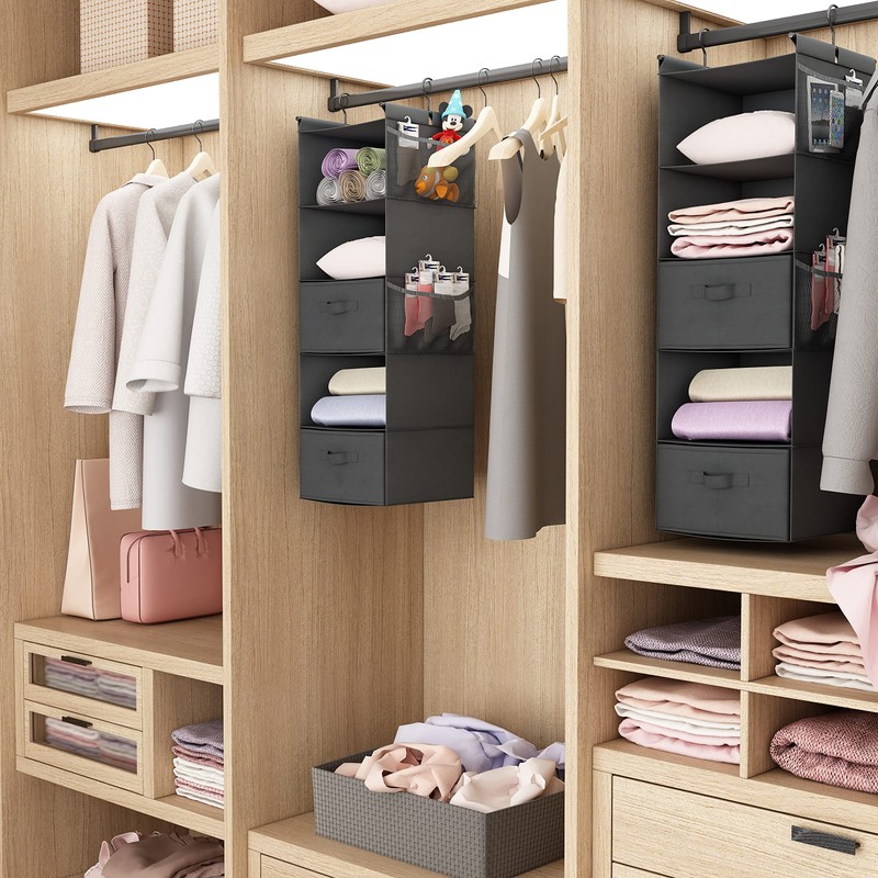 MAX Houser 5 Tier Shelf Hanging Closet Organizer, Cloth Hanging