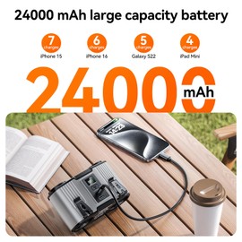 Doublepow 24000mAh Portable Waist Fan, Personal Waist Fan, Dual Air Ducts Motors, USB Rechargeable Clip On Belt for Working, 10 Speeds & 45H Wearable Neck Cooling, for Outdoor, Work, Travel (Gray)