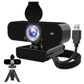 Lusinx 4K Webcam with Microphone/Tripod, USB Web Camera for PC/Computer/Laptop/mac/, Auto Focus/Light Correction/Beauty Filter,Best Webcam for Streaming/Broadcasting/Video/Conference/Gaming