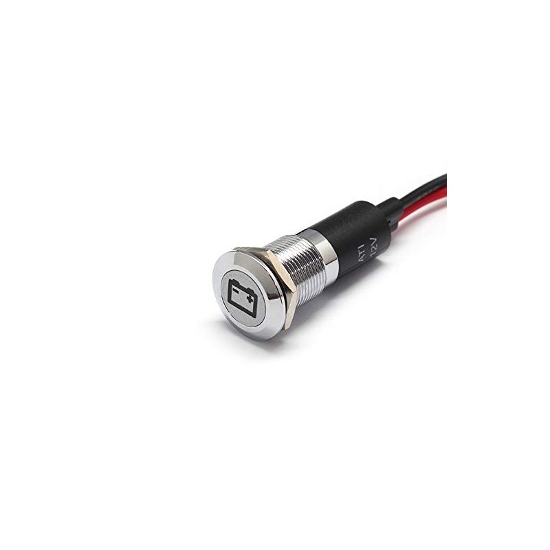 Alpinetech PL12MS 12mm 1/2" 12V LED Metal Signal Indicator Pilot