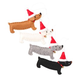 VORCOOL Christmas Ornaments Christmas Tree Ornaments Creative Dachshund Dog Ornament Christmas Tree Pendant - 4Pcs