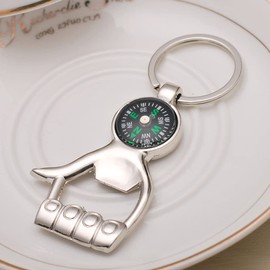 ARFUKA Bottle Opener Keychain Stainless Steel Compass Bottle Opener Keyring Multifunctional Thumb Up Hand Shaped Key Chain Beer Bottle Opener Key Ring