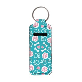 Baxinh Chapsticks Holder for Women Girl, Portable Lip Balm Gloss Holder Lippy Clip Chapstick Keychain, Dog Paws Bone - Green, 1 Pack