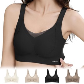 [veimia] 胸を小さく見せるブラ 小さく見せるブラ ノンワイヤーブラ 大きいサイズ 垂れた胸補正ブラ 脇高ブラ ネッククロスメッシュブラジャー ナイトブラ 通気性 揺れ軽減･見痩せ･ホールド力 シームレスブラ