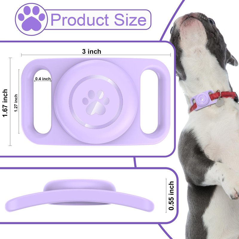 [2 Pack] Waterproof AirTag Dog Collar Holder Case, Silicone Full-Body