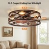 ropelux Caged Ceiling Fan with Lights, Rustic Farmhouse Low Profile