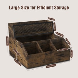 Kssiaz Kssiaz Coffee Station Organizer for Countertop, Wood Coffee Bar Organizer, Tea Condiment Storage for Pods, Syrup, Cups, Stirrer, Tea, Kitche Office Countertop, Brown